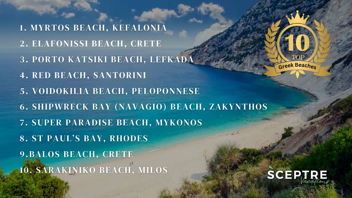 🌊 Top 10 Beaches. One Unforgettable Deal.

From Elafonissi to Navagio, Greece is calling and there are only 3 days left to save 10% on 30 packages!

🌅 Use code GREECEDEAL before it’s gone.

sceptrevacations.com/packages/greek…