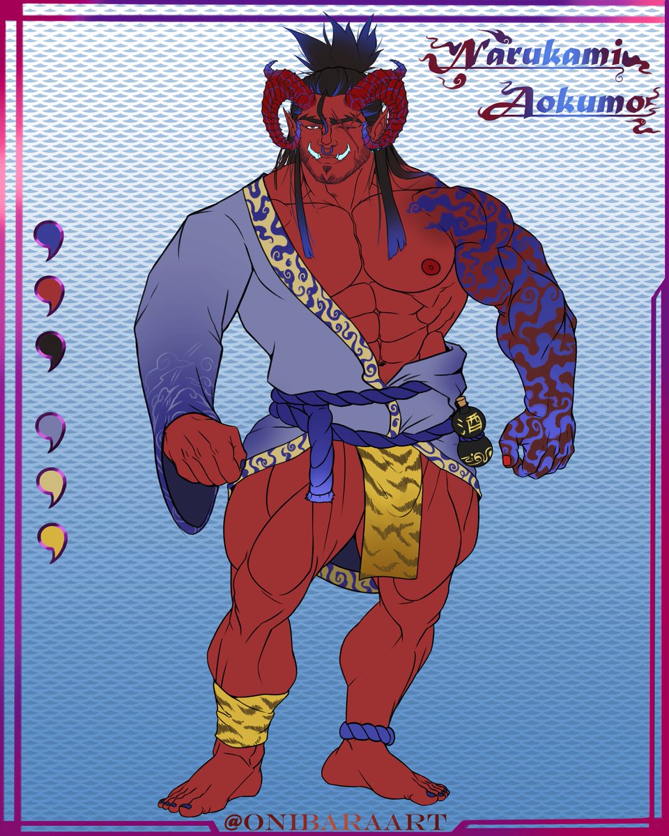 Narukami Aokumo. I love this one so so much! The horns are actually the most detailed ones i have made to this date, i wanted to go with a samurai kinda aesthetic and i think he turned out very hot haha.
