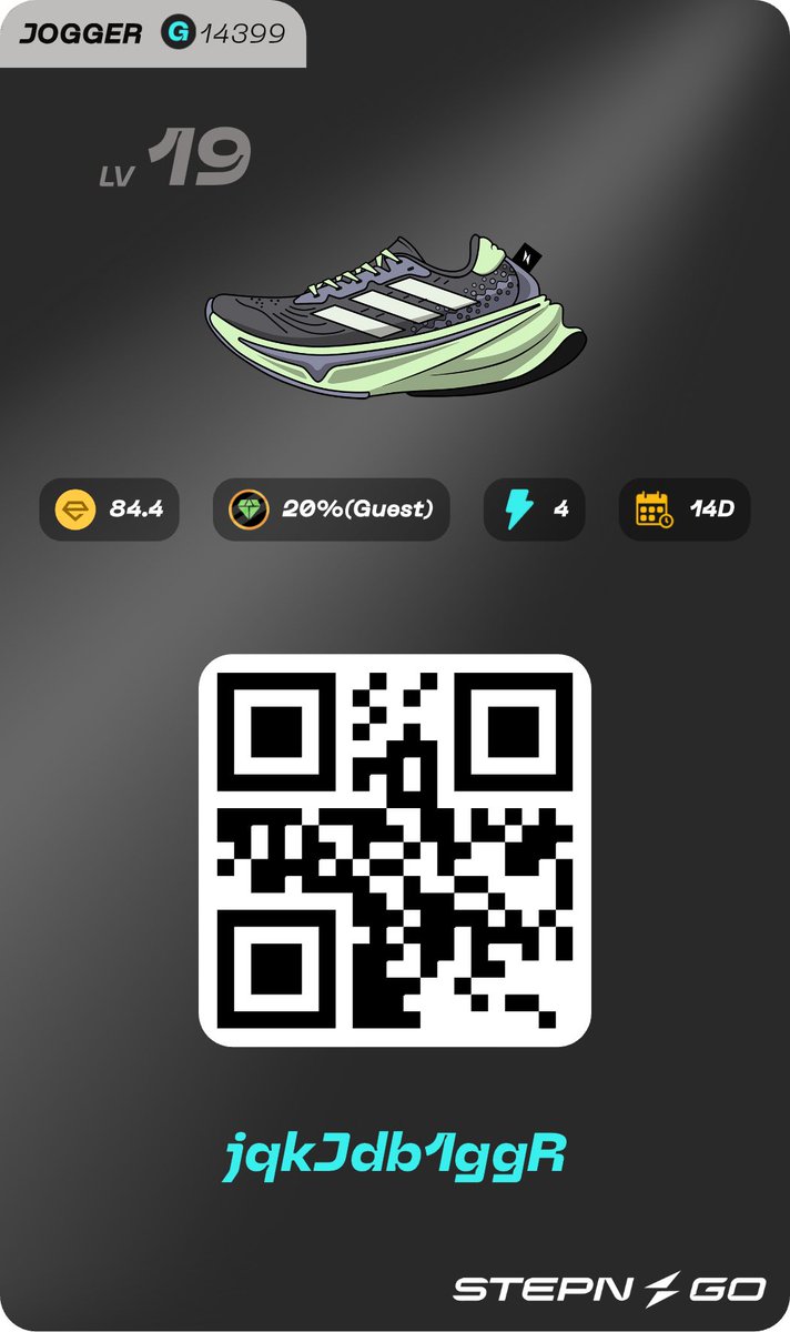ゲスト募集します！
adidas ジョガー
lv19 effi84.4
2週間 4エナ
20%
継続希望の方はフォロー、DMお願いします！

jqkJdb1ggR

#STEPNGO