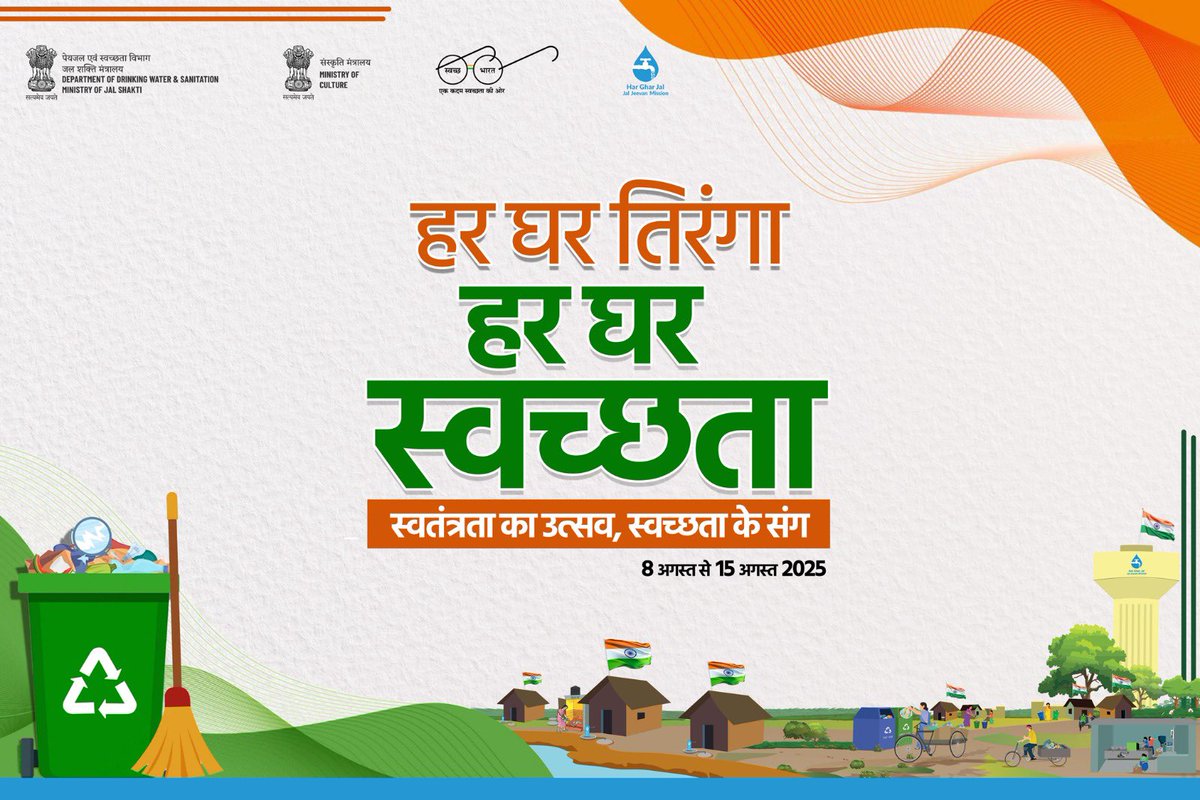 C R Paatil (@crpaatil) on Twitter photo आज मुझे यह बताते हुए अत्यंत गर्व और आनंद की अनुभूति हो रही है कि माननीय प्रधानमंत्री श्री <a href="/narendramodi/">Narendra Modi</a> सर के नेतृत्व में जल शक्ति मंत्रालय के पेयजल एवं स्वच्छता विभाग तथा संस्कृति मंत्रालय के संयुक्त प्रयासों से “हर घर तिरंगा, हर घर स्वच्छता” जन जागरूकता अभियान का शुभारंभ हो रहा आज मुझे यह बताते हुए अत्यंत गर्व और आनंद की अनुभूति हो रही है कि माननीय प्रधानमंत्री श्री <a href="/narendramodi/">Narendra Modi</a> सर के नेतृत्व में जल शक्ति मंत्रालय के पेयजल एवं स्वच्छता विभाग तथा संस्कृति मंत्रालय के संयुक्त प्रयासों से “हर घर तिरंगा, हर घर स्वच्छता” जन जागरूकता अभियान का शुभारंभ हो रहा