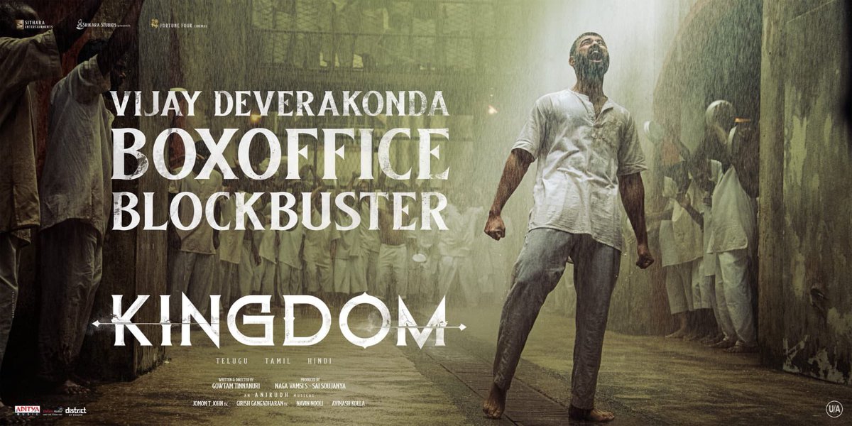 sivacherry9's tweet image. .#KINGDOM opens with a Sensational Blockbuster response all over 💥🔥
A well-deserved Mass Comeback for @TheDeverakonda garu &amp;amp; the entire team!
Hearty congratulations on the grand success🎉🙌

#BlockbusterKINGDOM
#VijayDeverakonda #BhagyashriBorse @gowtam19 @anirudhofficial