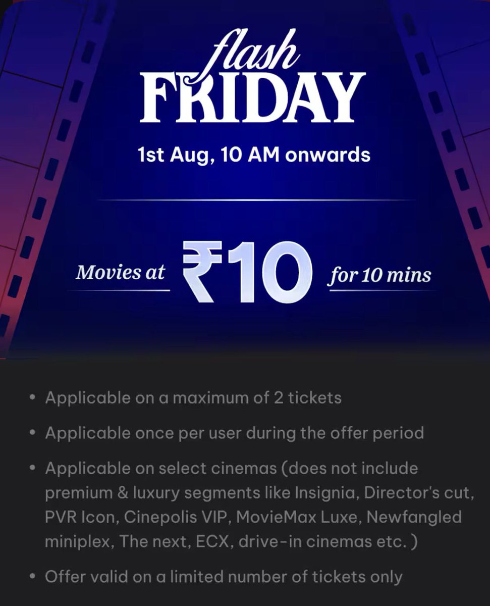 vamsikaka's tweet photo. Get movie tickets for only โน10 on the District appโthis limited-time offer is available today at 10 AM for just 10 minutes.
#DistrictApp #District #districtbyzomato #FridayDeal https://t.co/eiL33KG3Gt