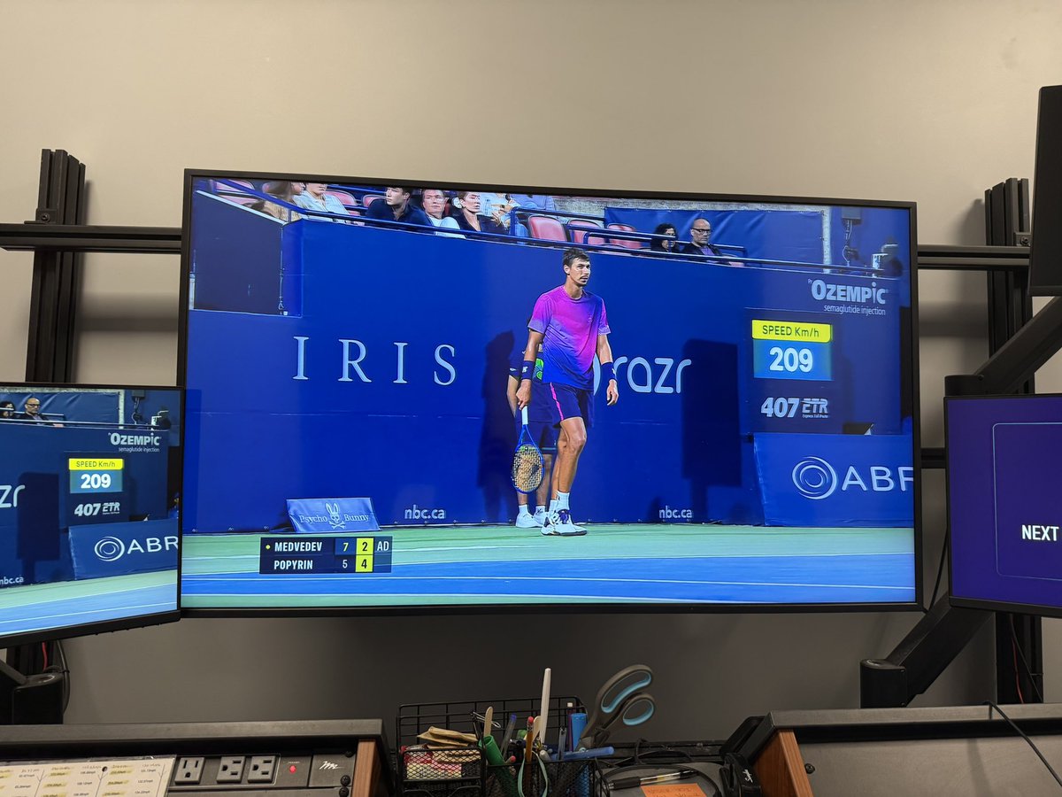 AlGruskin's tweet photo. Pressure packed matchup to close Night #4 in Canada
Join me for the finish of Medvedev/Popyrin over on T2 (#TheDeuce✌️)!! https://t.co/wmCXFhDXDh