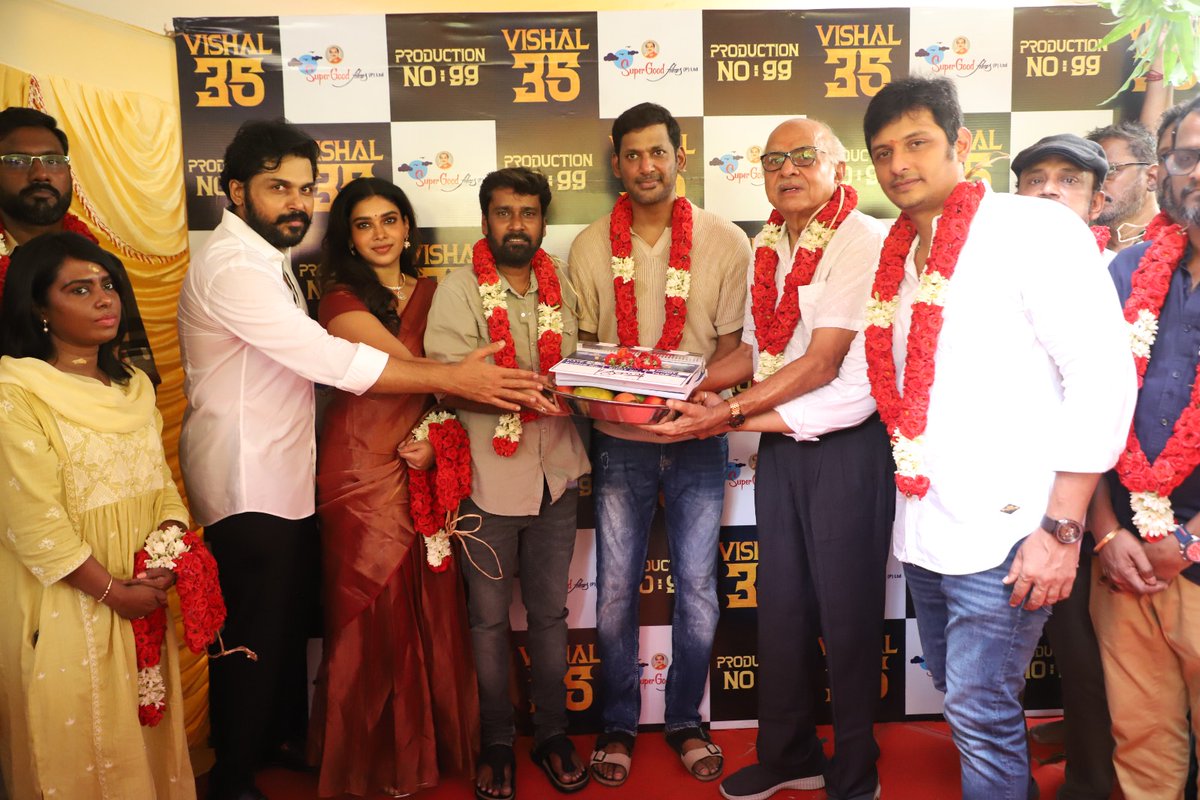 MixShow1016584's tweet photo. 🎬 #Vishal35 kicks off TODAY! 💥 
Directed by #RaviArasu of #Etti fame, produced by #SuperGoodFilms for their 99th milestone! 🚀 Join #Vishal &amp; #dusharavijayan in this action-packed thriller! 🔥

#vishal #Vishal35 https://t.co/xYz94kr4VN