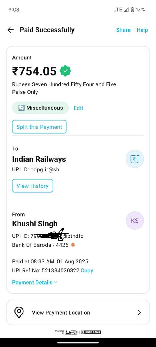 SaffronH70362's tweet image. Tried booking Train 19020 (GZB to Kota) in 3E coach for 12th Aug via RailOne — money got deducted but no ticket received. Screenshot attached as proof. Please resolve this ASAP.
@RailMinIndia @IRCTCofficial @RailOneApp #RailwayHelp #IRCTC