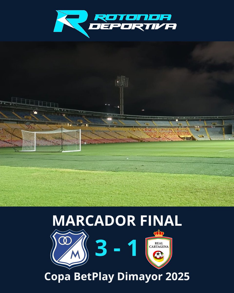 🔵 ¡Primer triunfo del semestre! ⚽

Gracias al doblete de Beckham Castro y el gol de Luis Marimón, Millonarios superó 3-1 al Real Cartagena este jueves en la ida de la Fase 1B de la Copa BetPlay Dimayor 2025.

<a href="/MillosFCoficial/">Millonarios FC</a> <a href="/RealCartagena/">Real Cartagena</a>
