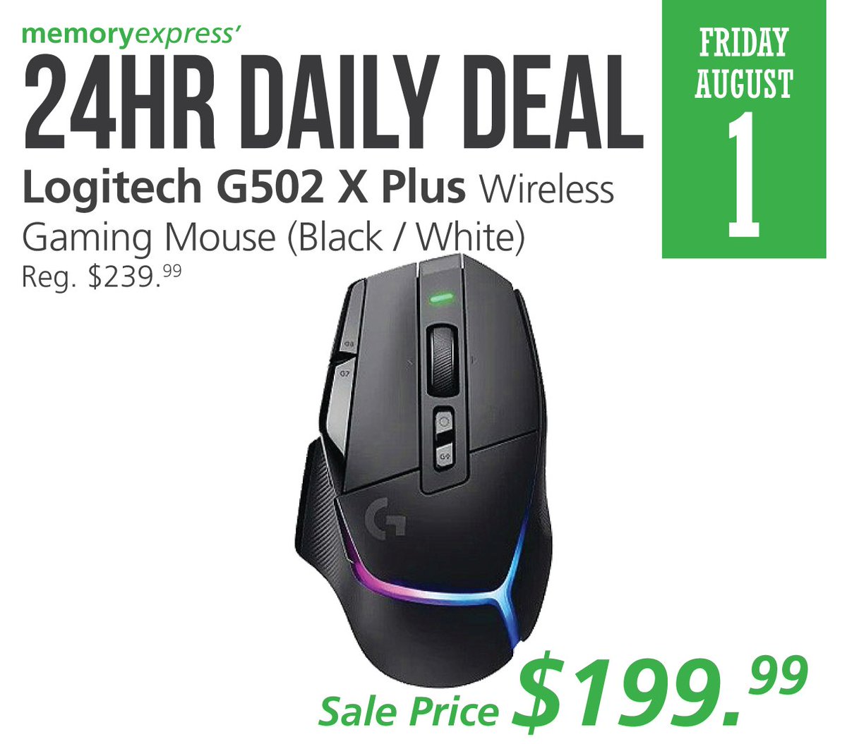 #24hrDailyDeal:
#Logitech G502 X Plus Wireless Gaming Mouse with LIGHTFORCE Hybrid Switches, LIGHTSPEED Pro Grade technology, LIGHTSYNC RGB lighting, HERO Sensor, and more! 
Get yours in Black or White today on our 24hr Daily Deal for only $199.99!
bit.ly/4lIBSQ6