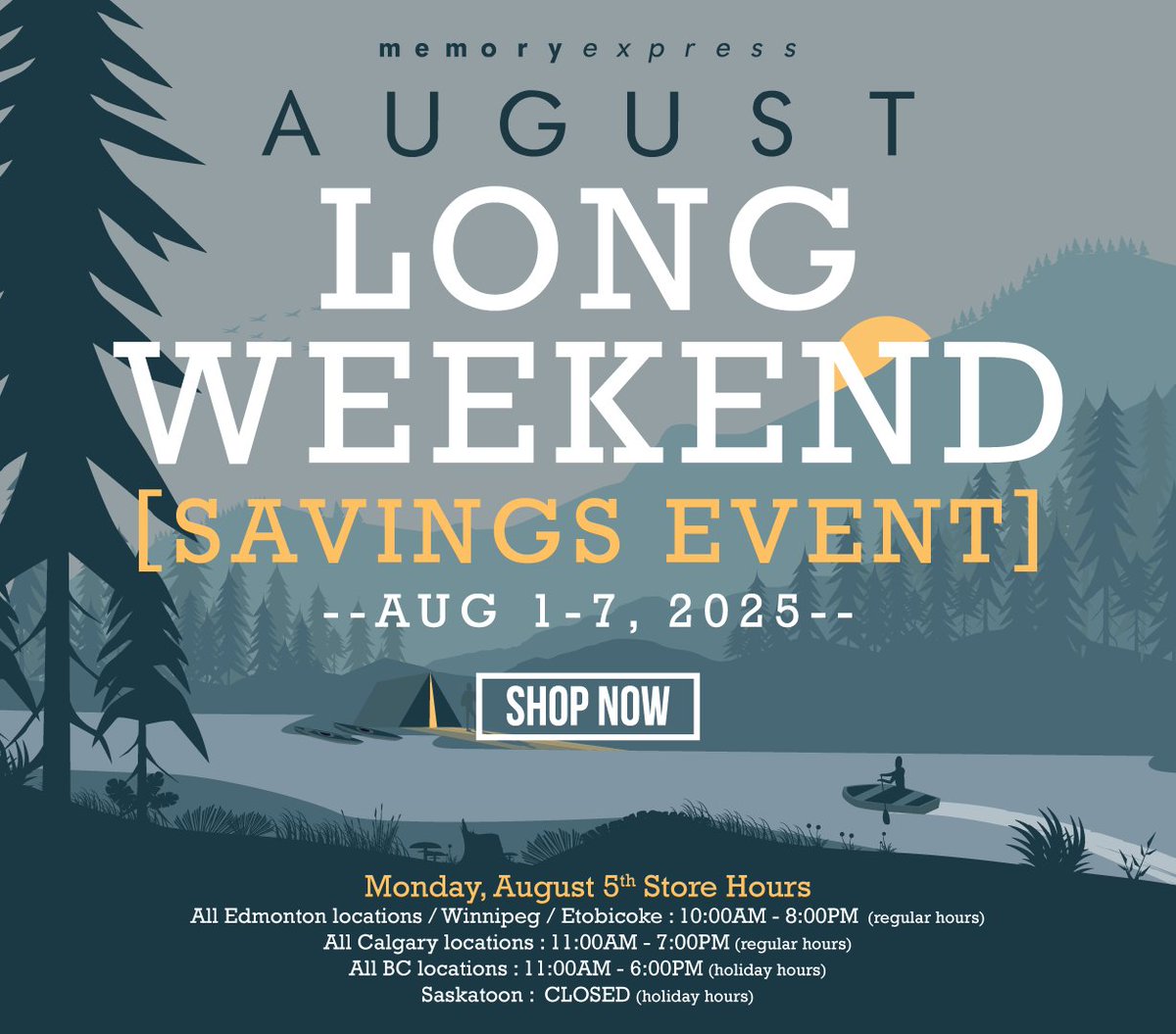 The long weekend is here, and it's the perfect time to save at Memory Express! Save on laptops, desktops, computer components, peripherals &amp; more on our August Long Weekend Sale from Aug 1 to 7! Shop instore or online at memoryexpress.com

shop now:
bit.ly/3QiLDHZ
