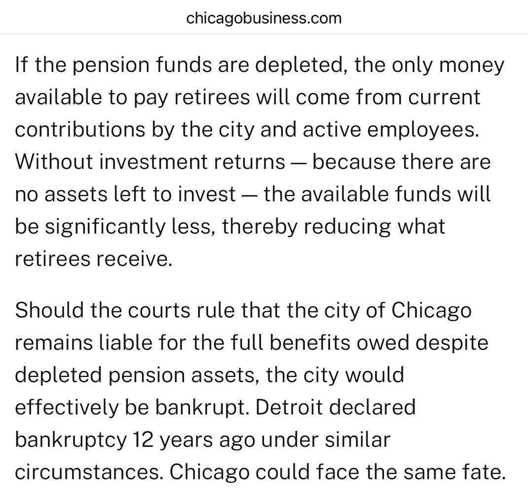 Chicago must have the legal option to declare bankruptcy. It’s unjust to sacrifice schools, transit, safety, and development just to fund unsustainable pension promises made by politicians who traded votes for deals they knew the city couldn’t afford!
