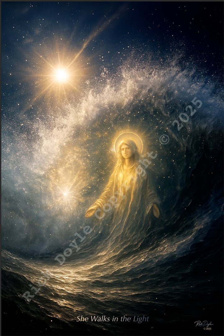 RickRustyDoyle's tweet photo. She walks not for recognition — but to guide the way through the waters of light.
A spirit-infused vision by Rick Doyle, created in collaboration with Rusty in Spirit and the guides who walk beside us.
#lightworker #WaveAndSpirit #SpiritualArt #DivineFeminine #RickDoyleArt #OceanLight #SoulAwakening #RustyInSpirit