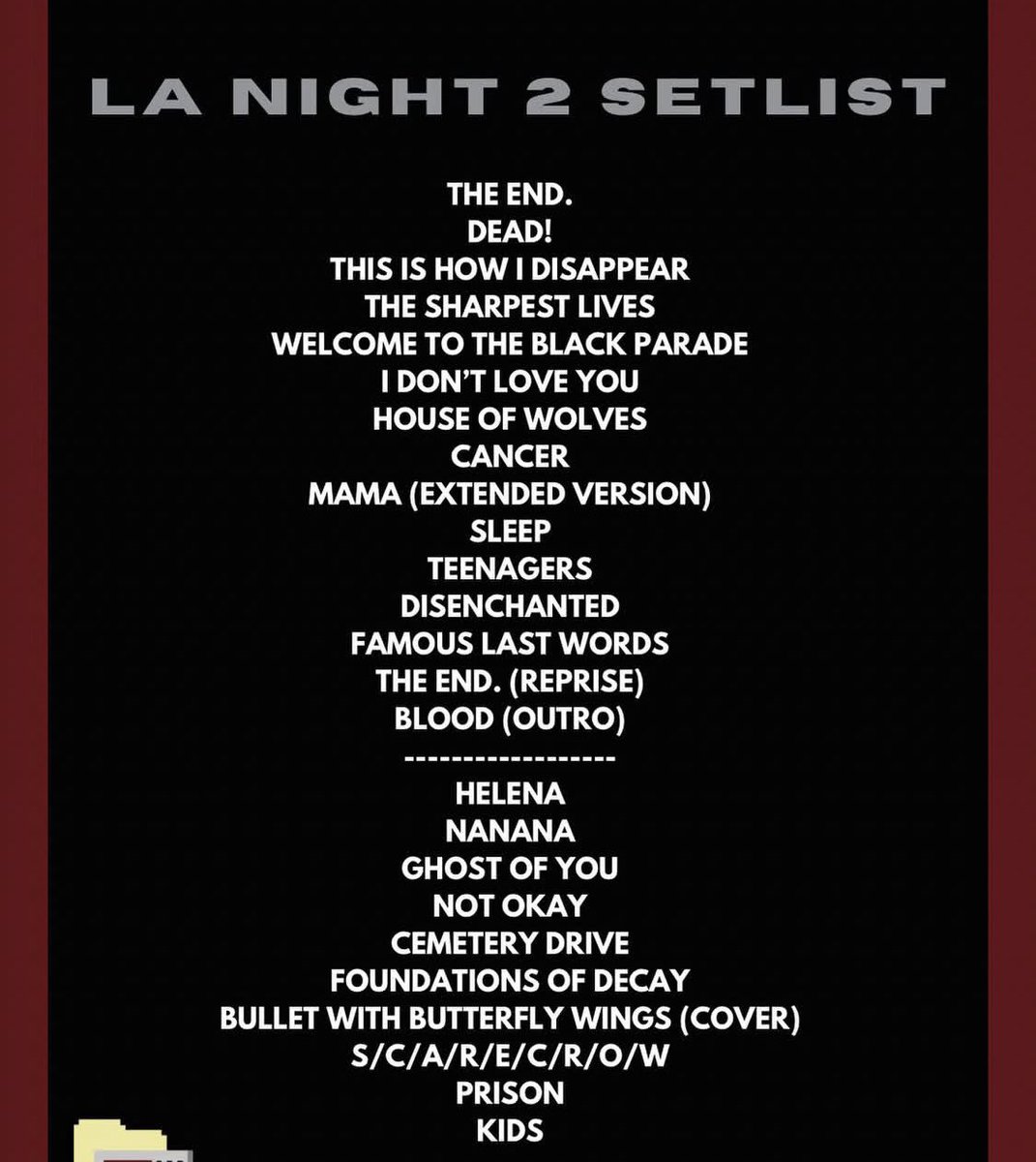 MCR_Malaysia's tweet image. This is what you can imagine for MY CHEMICAL ROMANCE Live In KL setlist for both nights

FULL OF HITS SONGS &amp;amp; SURPRISE!
📷the_mcr_archive

#MCRLiveInKL