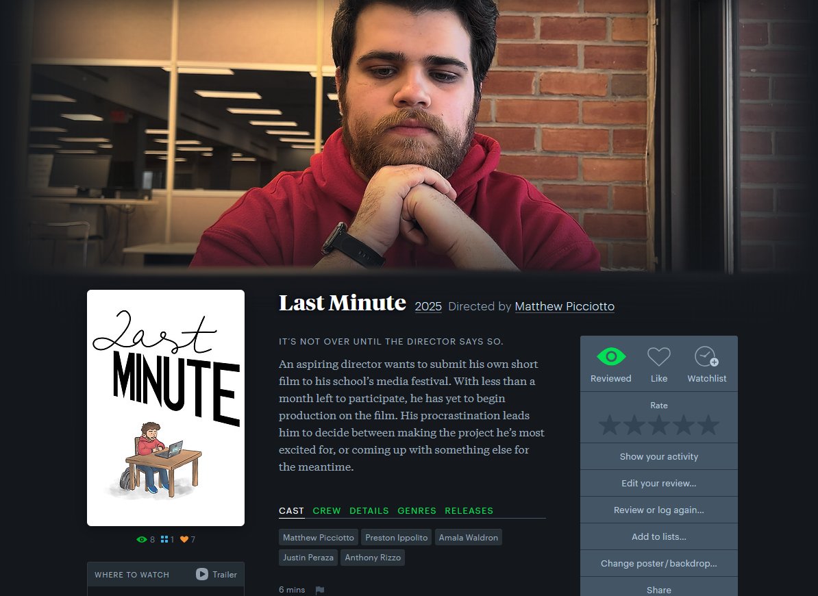 If you got a <a href="/letterboxd/">Letterboxd</a> account, don't forget to log 'Last Minute' onto your diary, give it a rating, or even write a review detailing your thoughts and opinions on the film!

letterboxd.com/film/last-minu…