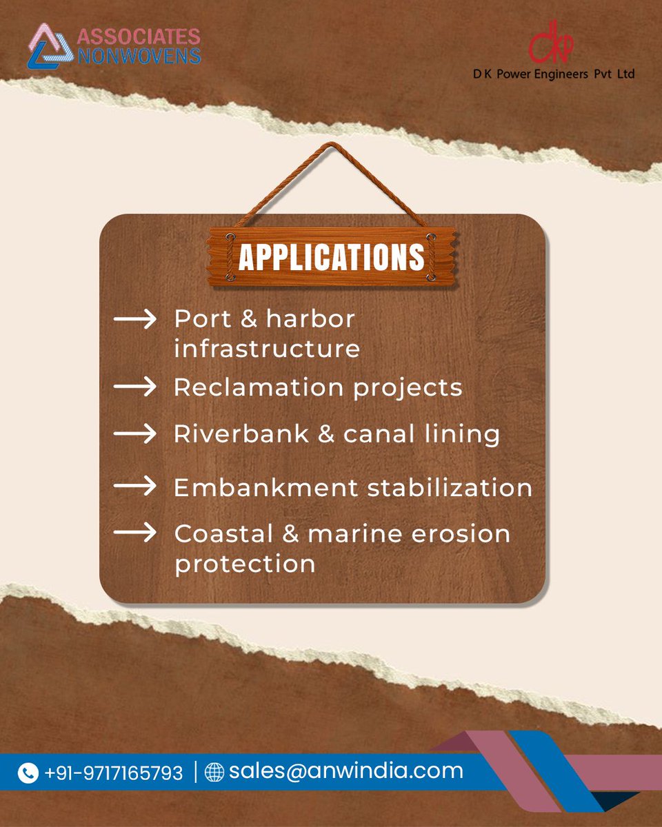 anw_india's tweet photo. 🌍 Engineered for Impact, Designed for Durability
From ports to riverbanks, Associates Nonwovens delivers high-performance nonwoven solutions for:
✅ Port &amp; harbor infrastructure
✅ Reclamation projects
✅ Riverbank &amp; canal lining
✅ Embankment stabilization https://t.co/gbqdcLbyhP