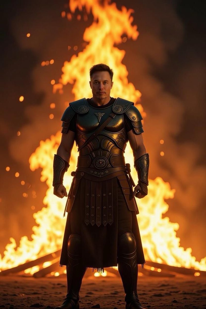 Hey Grok, imagine Elon Musk as a fearless warrior. 🔥