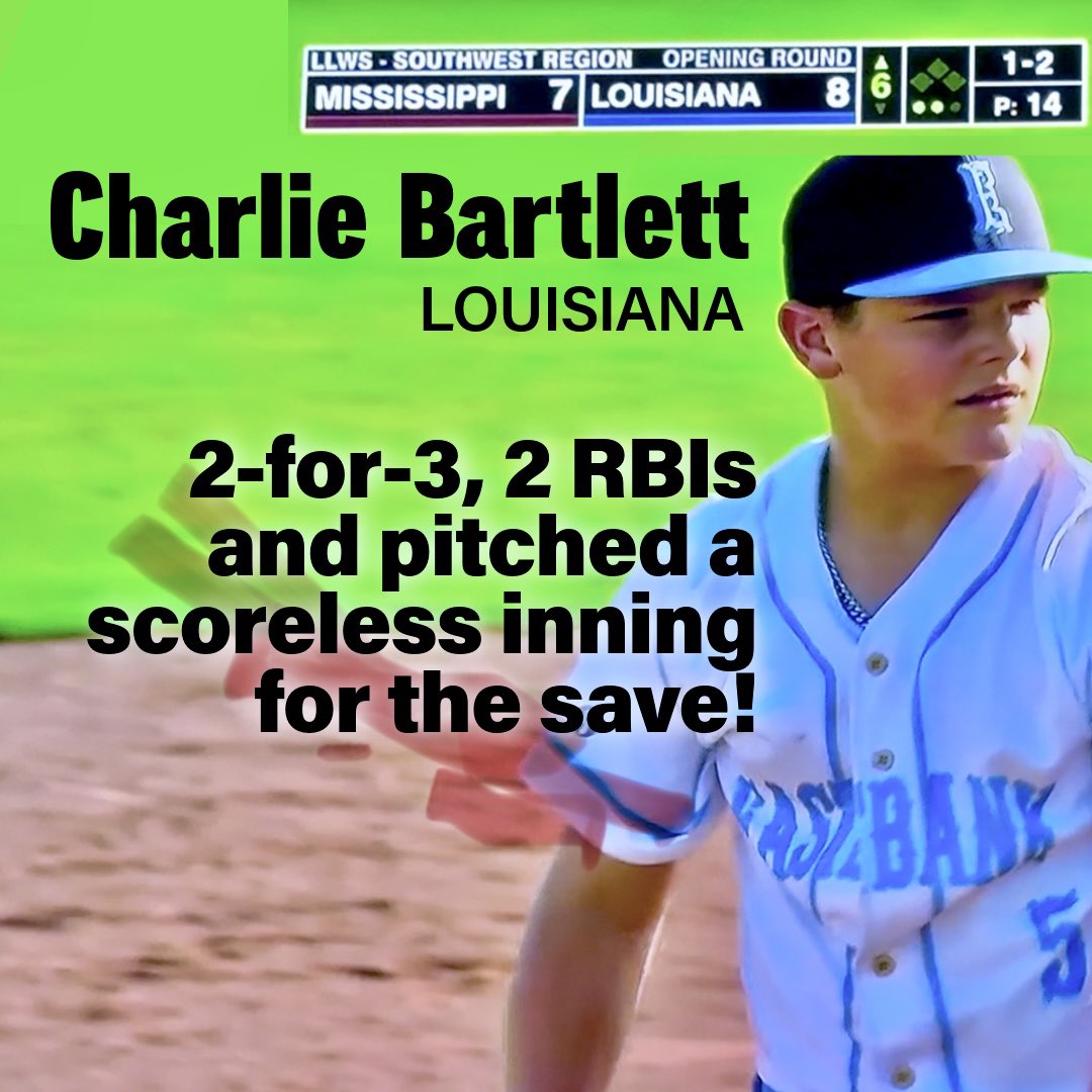 GEAUX team Louisiana!! 
Great game Charlie!! ⚾️