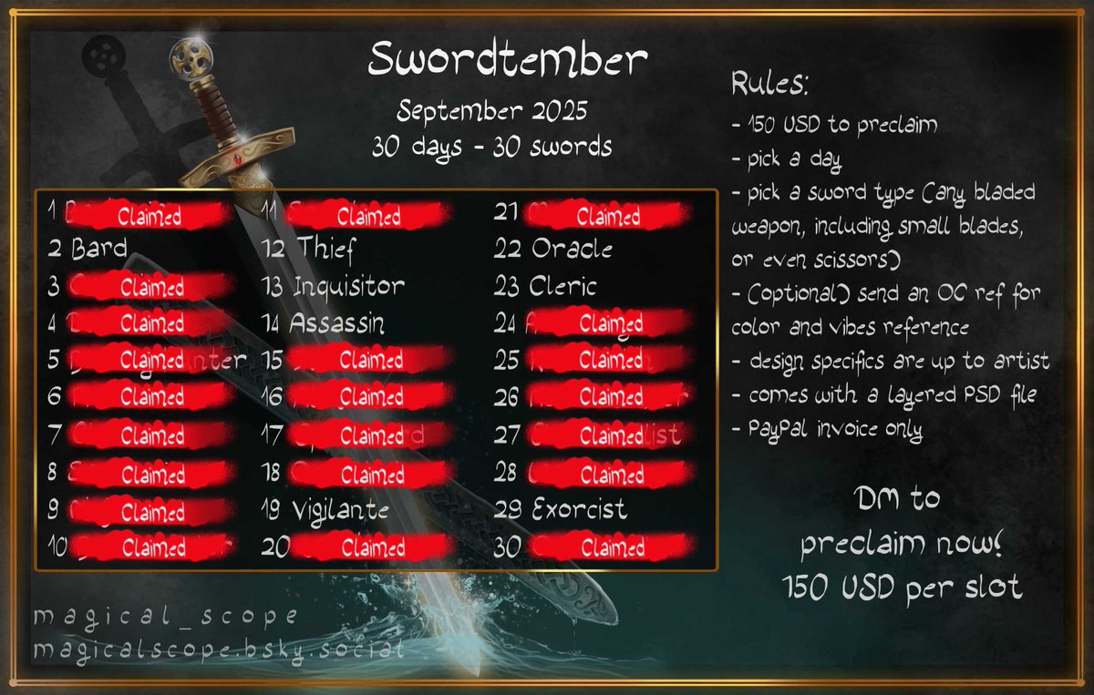 Still 8 Open!
2, 12, 13, 14,19, 22, 23 and 29!