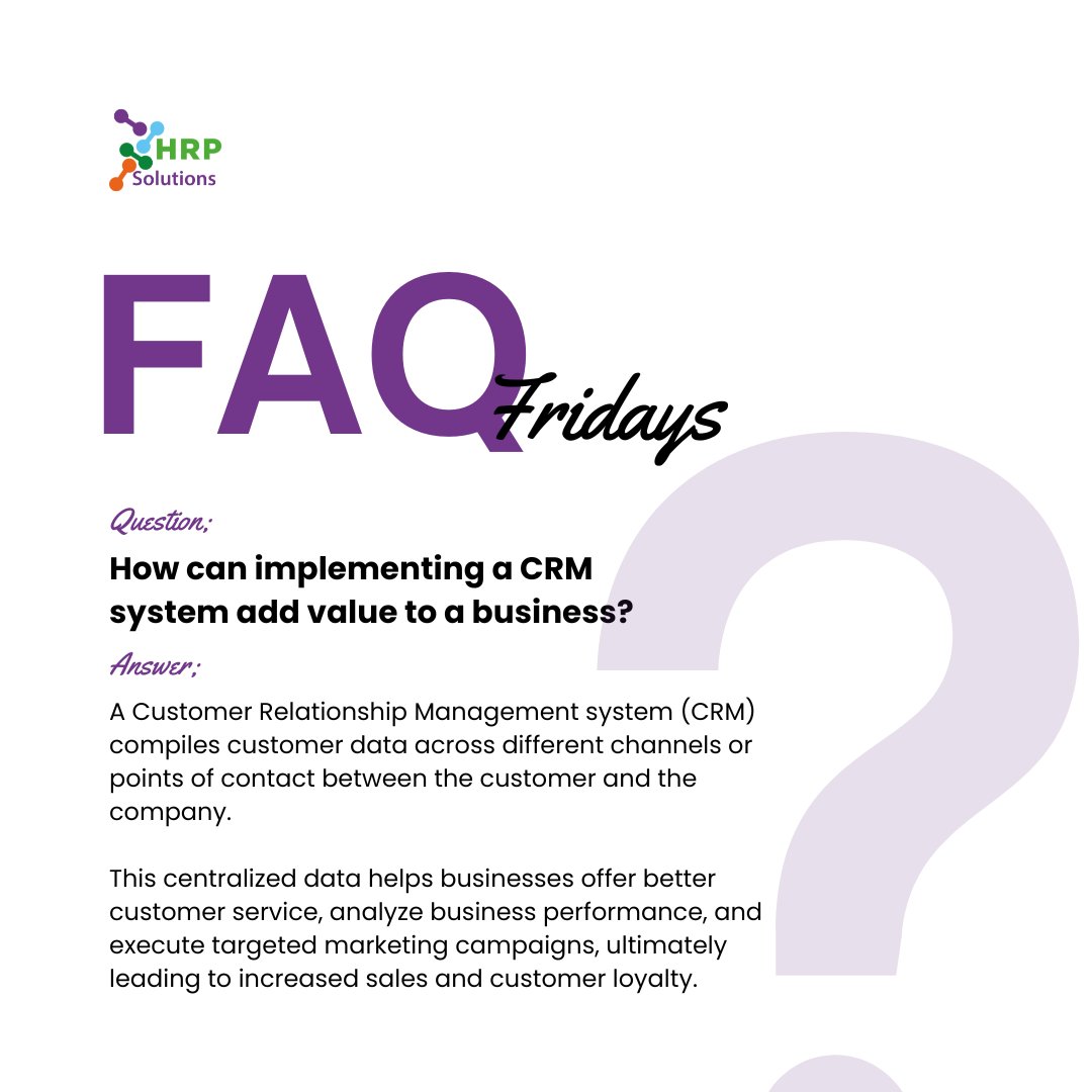 hrpsolutions's tweet image. How can your Customer Relationship Management System support your sales and marketing efforts?

Read on below on this week’s edition of FAQ Friday.

#FAQFridays #hrpsolutions #CRM