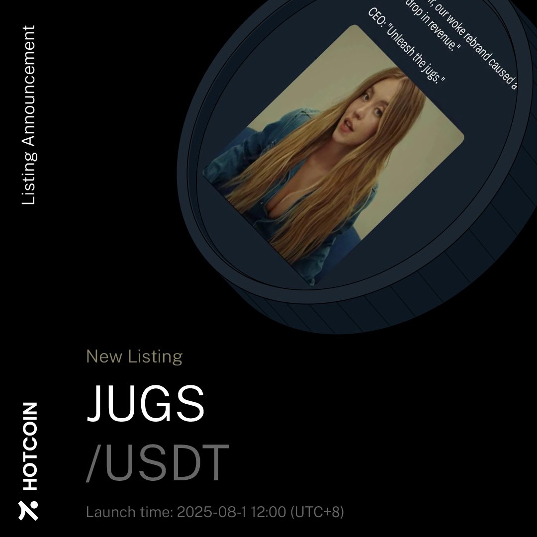 📢 JUGS/USDT is now listed on Hotcoin •Deposit & trading are open • Withdrawal opens Aug 2, 12:00 (UTC+8) 📈 Jump in now and trade:  https://t.co/YyavD7Lf71 #HotcoinUpdate #JUGS #SolanaToken
