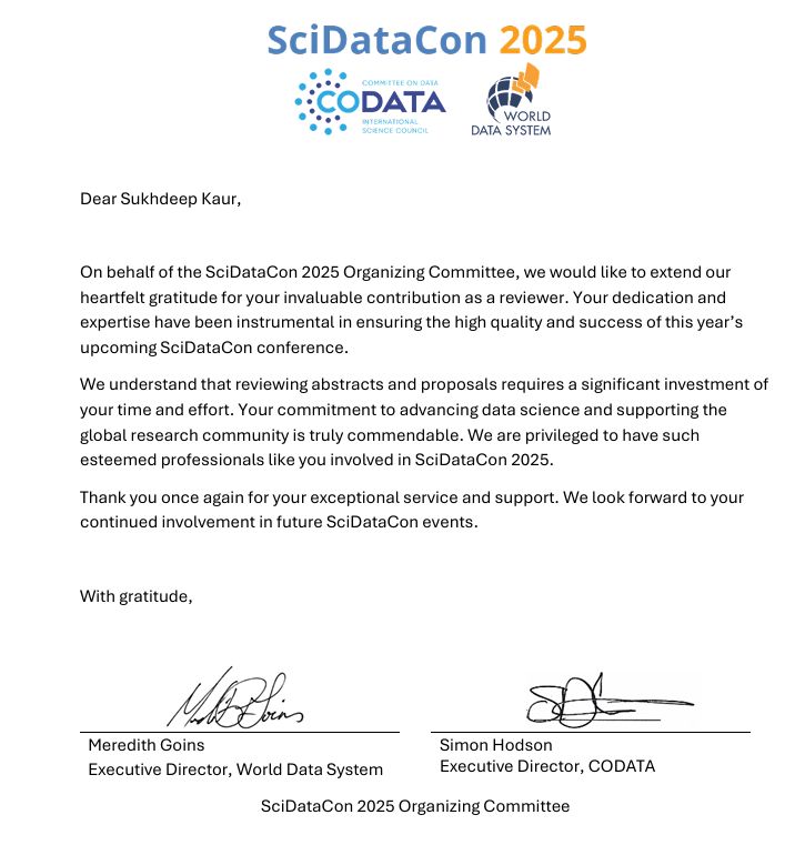 sukhdeep kaur (@sukhdee60598454) on Twitter photo Thank you, <a href="/ISC_WDS/">World Data System</a> and <a href="/CODATANews/">CODATA</a> <a href="/resdatall/">Research Data Alliance (RDA)</a>, for the appreciation. Thank you, <a href="/ISC_WDS/">World Data System</a> and <a href="/CODATANews/">CODATA</a> <a href="/resdatall/">Research Data Alliance (RDA)</a>, for the appreciation.