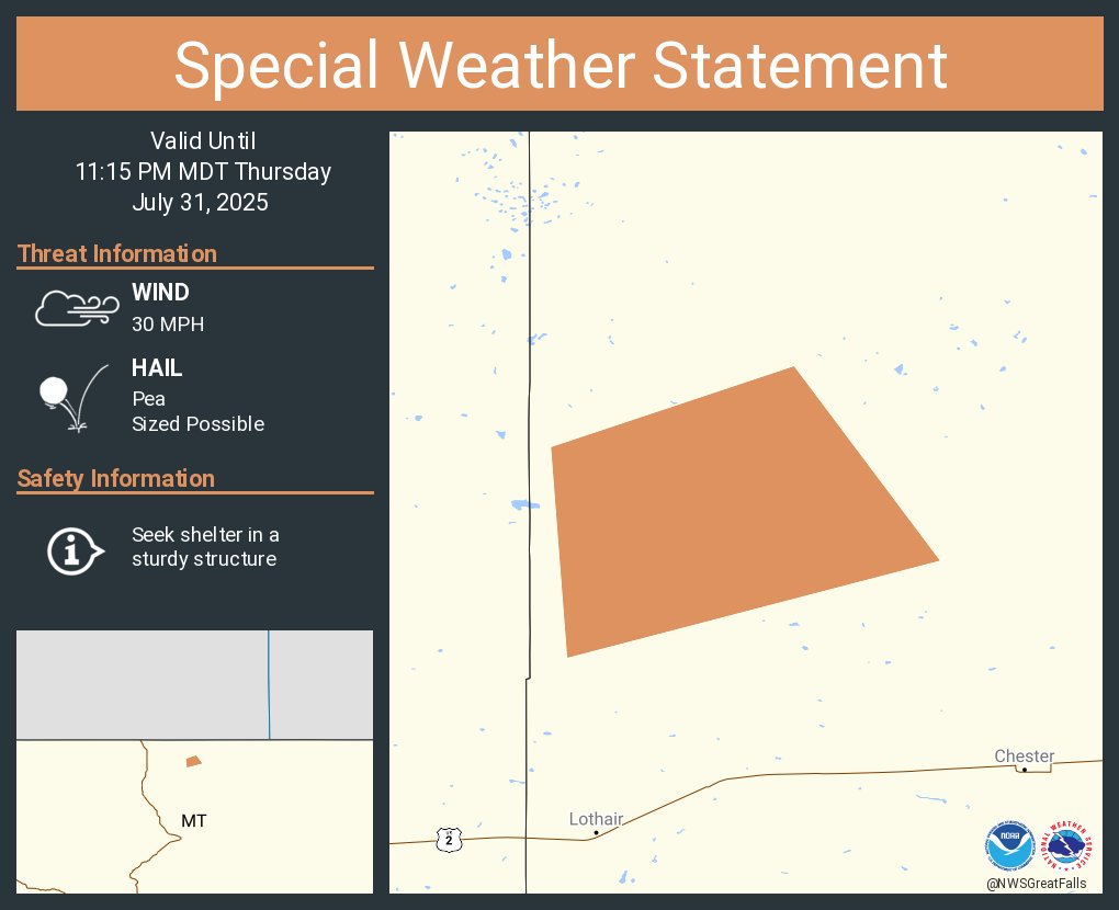 A special weather statement has been issued for Liberty County, MT until 11:15 PM MDT