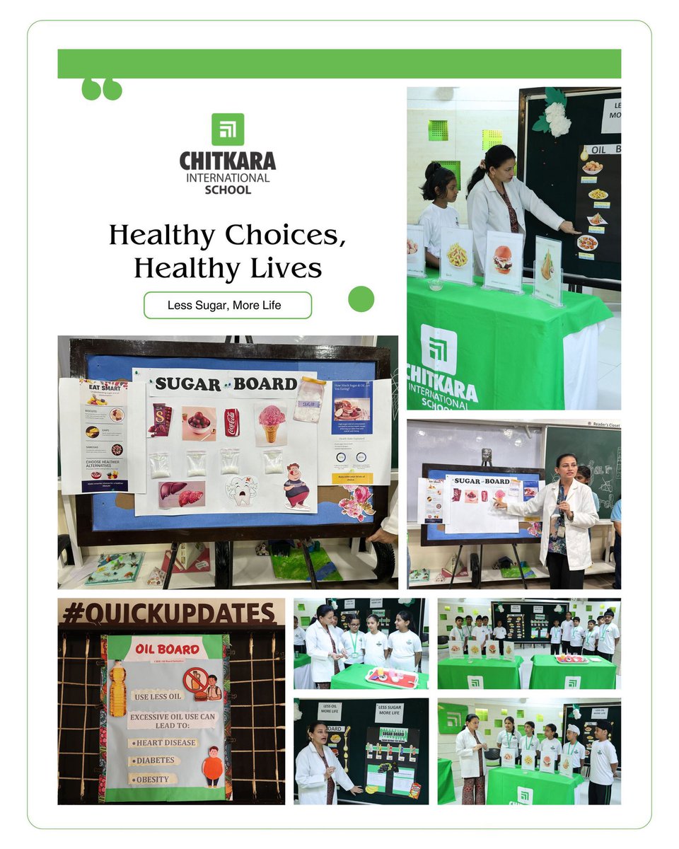 chitkara_school's tweet photo. Empowering students through nutrition, Chitkara International School hosts session on “Promoting a Healthy Lifestyle in Students”
-
#CIS #healthychoices #healthylifes #studentsession #healthydiet #awareness #learning #saynotosugar #stayhealthy https://t.co/jWfRgdUuOV