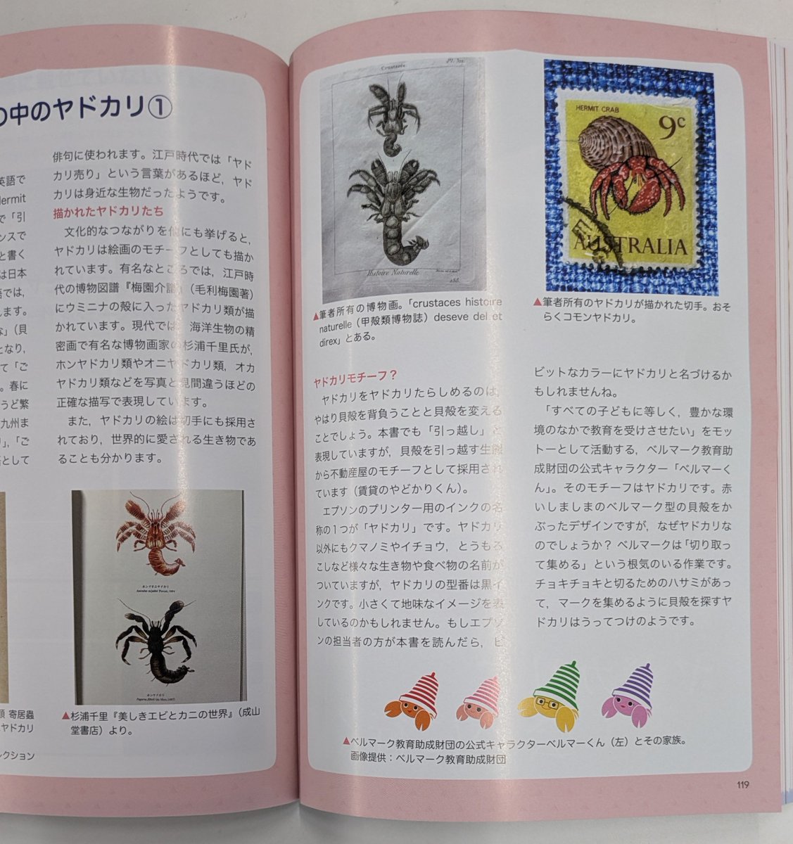 財団の公式キャラクター、ベルマーくんを「ヤドカリ探索図鑑」（緑書房
