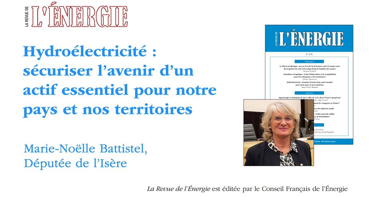 #Hydroélectricité: sécuriser l’avenir d’un actif essentiel pour notre pays et nos #territoires, par M.-N. Battistel. Elle occupe aujourd’hui un rôle pivot dans le mix énergétique français : une ressource propre, produite localement, stockable et pilotable. bit.ly/4nqsKkx