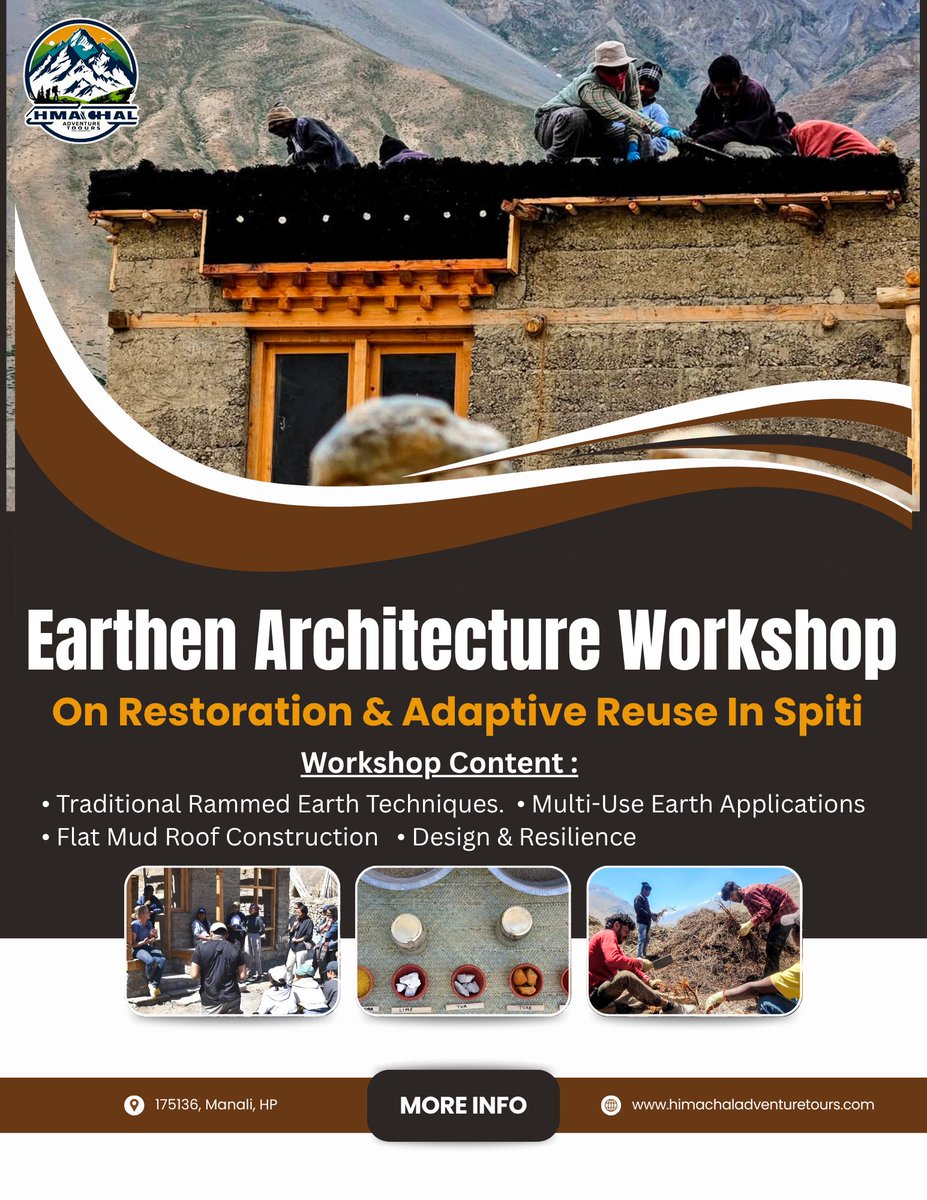 tours_hima94142's tweet image. Join the Spiti Valley Earthen Architecture Workshop with Himachal Adventure Tours! 🏔️
Learn rammed earth, mud roofing &amp;amp; more 
#SpitiValley #NaturalBuilding #RammedEarth #HimachalAdventureTours