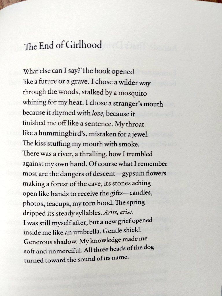 Vikki C. (@vwc_writes) on Twitter photo "My throat / like a hummingbird's,
mistaken for a jewel."
I loved this poem the first time I read it in <a href="/ecotheo/">EcoTheo Collective</a>. Now immersing again as part of the exquisite LOVE PRODIGAL by Traci Brimhall <a href="/OurLadyOfNod/">Traci Brimhall</a> (<a href="/CopperCanyonPrs/">Copper Canyon Press</a>) 💙
'The End of Girlhood'
#poetry #poetrybooks "My throat / like a hummingbird's,
mistaken for a jewel."
I loved this poem the first time I read it in <a href="/ecotheo/">EcoTheo Collective</a>. Now immersing again as part of the exquisite LOVE PRODIGAL by Traci Brimhall <a href="/OurLadyOfNod/">Traci Brimhall</a> (<a href="/CopperCanyonPrs/">Copper Canyon Press</a>) 💙
'The End of Girlhood'
#poetry #poetrybooks