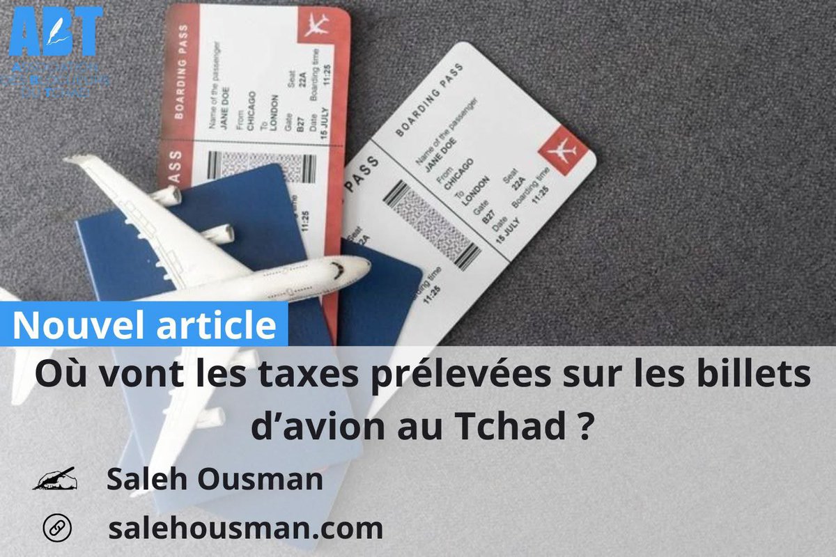 ✈️ Où vont les taxes prélevées sur les billets d’avion au #Tchad ?
Saleh Ousman nous éclaire sur cette question dans son article approfondi à lire ici 👉 salehousman.com/ou-vont-les-ta…