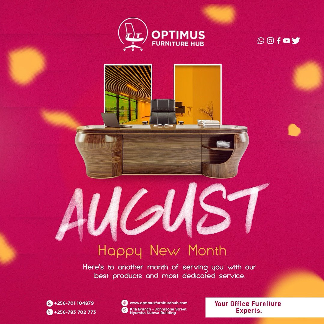 As we step into a new month, we wish you good health, happiness, and peace. May you find strength in challenges and joy in simple pleasures.

optimusfurniturehub.com
#office #officefurniture #uganda #kampala #insta #instamood #instapic