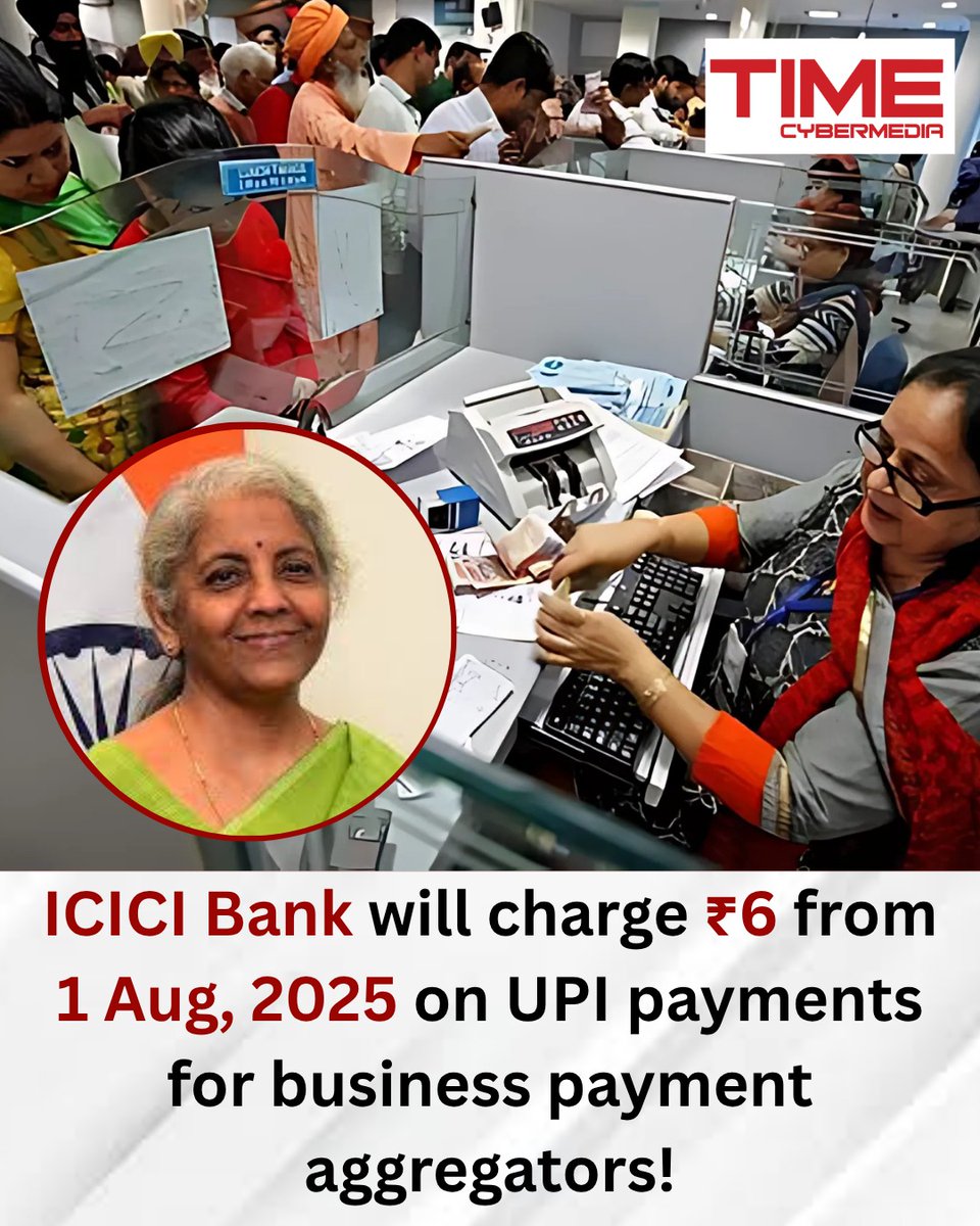 TimeCyberMedia's tweet photo. #ICICIBank  
#UPICharges  
#DigitalPayments  
#BusinessPaymentAggregators  
#UPI2025  
#BankCharges  
#RBIUpdates  
#FinanceNews  
#BankingNews  
#TimeCybermedia  
#IndianEconomy  
#OnlineTransactions  
#BusinessAlert
#BlessedFriday https://t.co/uaSLtCBUTI