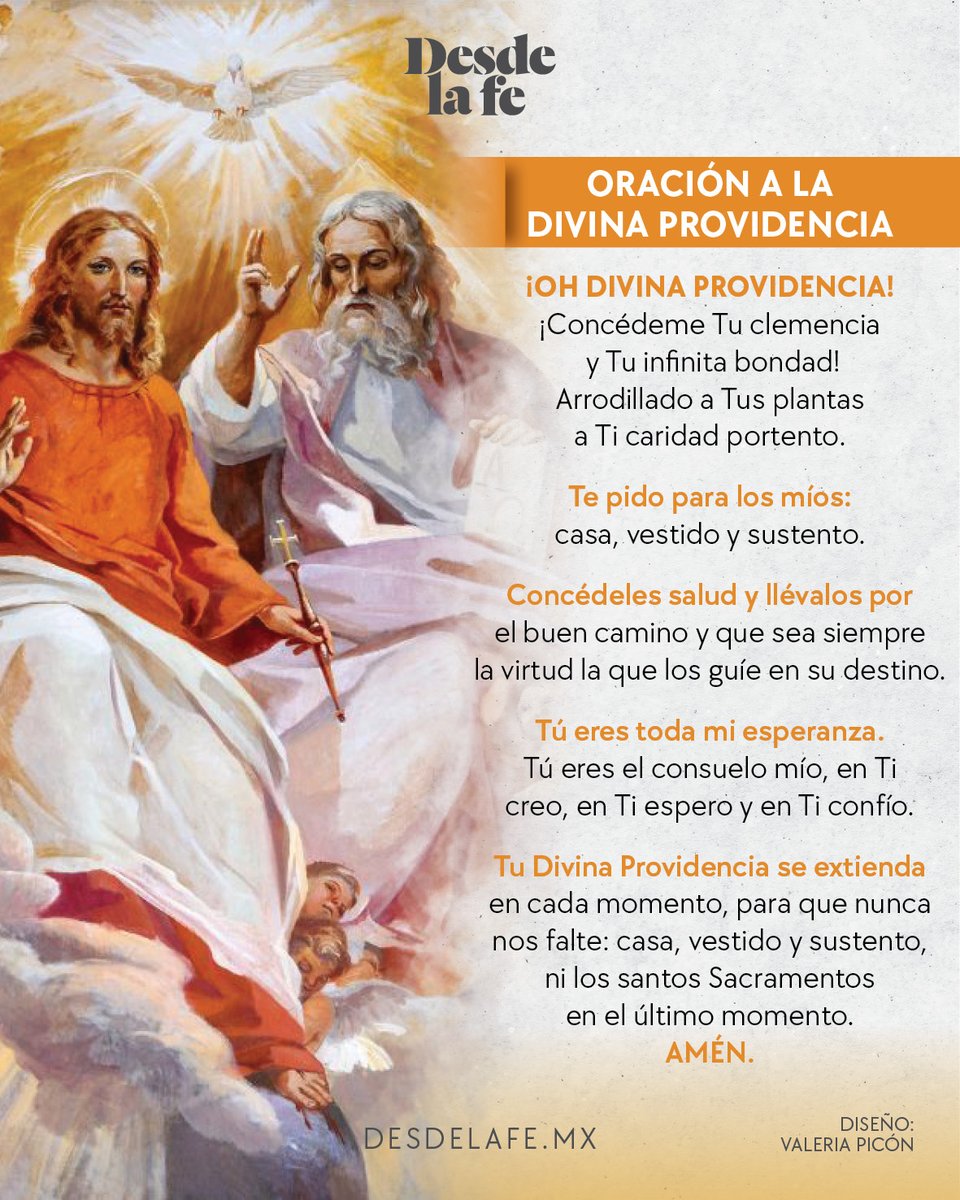 Dios tiene cuidado de ti, incluso cuando no lo ves. 👀
La Oración a la Divina Providencia nos enseña a ponerlo TODO en sus manos.

Únete a esta oración para empezar el mes con la mejor actitud. 🙌
desdelafe.mx/noticias/sabia…

#DivinaProvidencia #Agosto #Oración