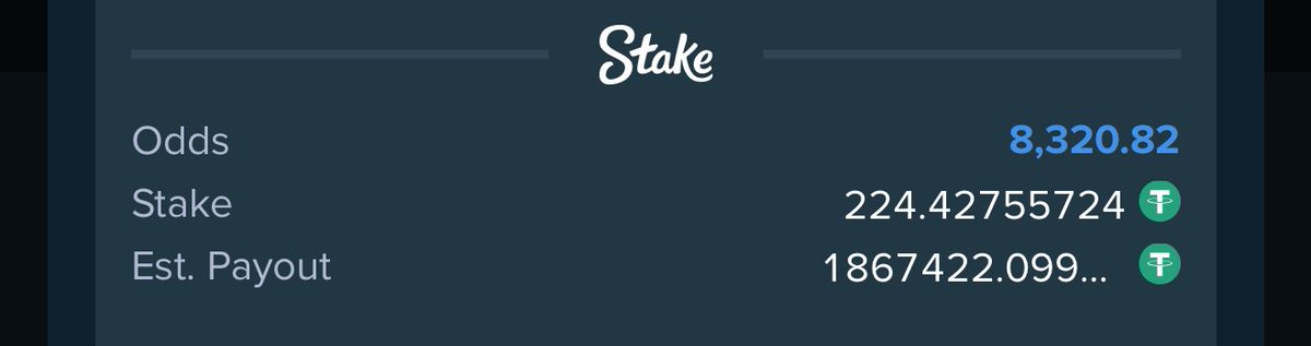 8.3k odds on Stake 

Wins $1.87M stake.com/sports/home?be…

REGISTER A STAKE ACCOUNT VIA LINK stake.com/?c=f213c5ba25&…

Use Promo code banks for weekly airdrops and bonuses 

Dm t.me/JoyEpos bet deposit enquiries, 💯 reliable. ✅
 
Join t.me/MrBanksFreeCha…

Here is