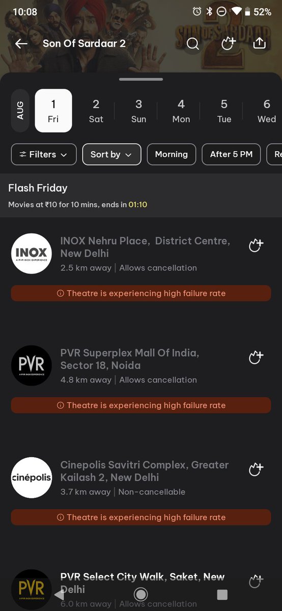 DelhiRachit's tweet image. What A Fraud!!
Told Everyone About 10 RS 10 min offer extended it to 10 min more but can't handle the traffic or give any answer. Don't promote offer if you can't fulfill it. Just don't do this again.

@district_india @PicturesPVR #FlashyFriday