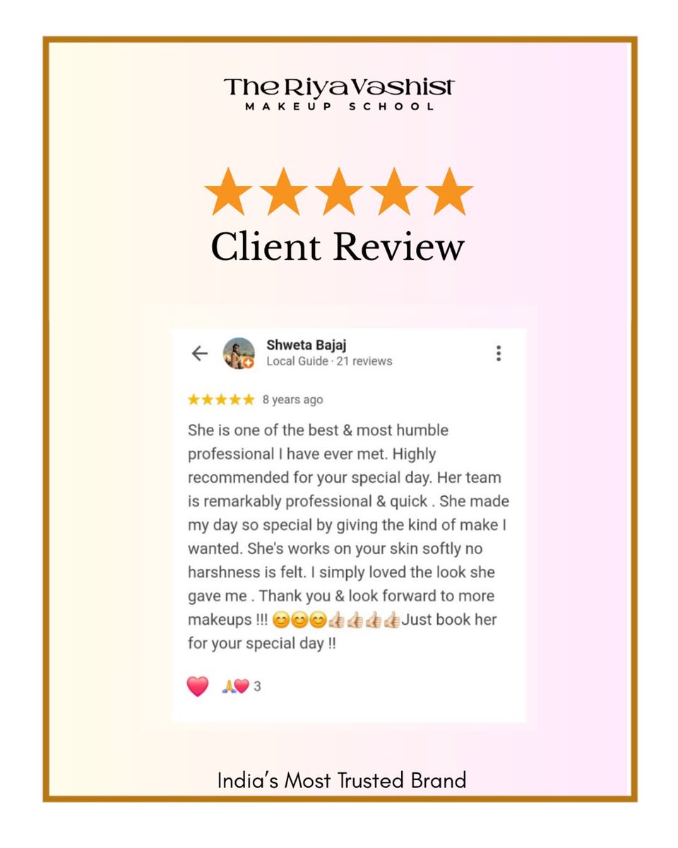 rvmua's tweet image. Flawless looks. Real reviews.

At 𝗧𝗛𝗘 𝗥𝗜𝗬𝗔 𝗩𝗔𝗦𝗛𝗜𝗦𝗛𝗧, we blend artistry with professionalism in every makeup session.

Fashion-forward styling + 5-star client feedback = our everyday standard.

#fashionmakeup #clientreviews #theriyavashistmakeupschool #riyayvashist