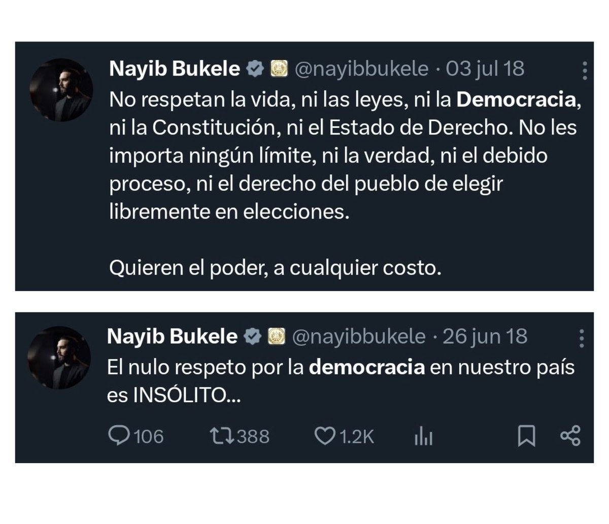 El Bukele de antes tirándole recio al Bukele del 2025.

Sinvergüenza, hipócrita, oportunista y cobarde.