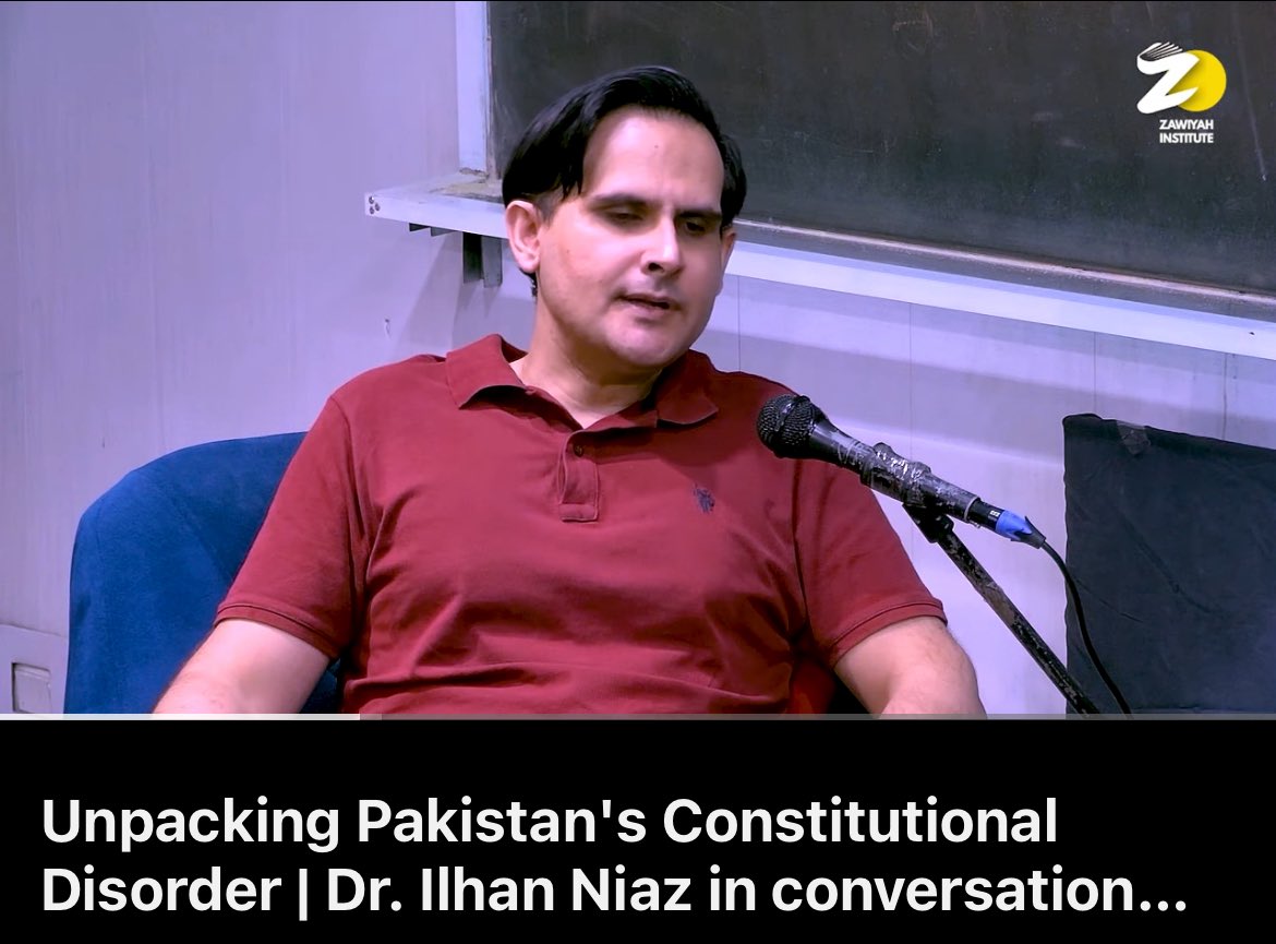 IlhanNiaz's tweet photo. In January 2025 Asian Affairs published my paper (Officer Class) which examines the role of Pakistan’s civil service in undermining constitutional government during the first decade of independence. 

Waqas Nawaz was kind enough to invite me on his podcast to take a deep dive into the origins of Pakistan’s constitutional disorder. If you’d like a copy of the paper upon which this podcast is based then email me at in1980@qau.edu.pk 

Recorded at The Black Hole in Islamabad (English language)
https://t.co/1lkR0Zluzy