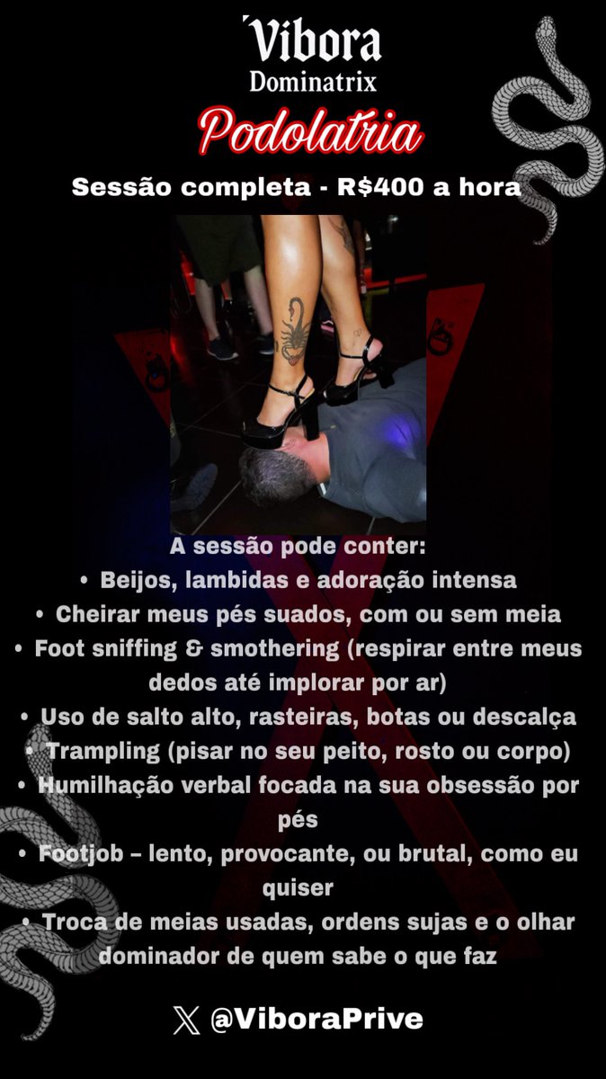 🕷️Informações sobre a sessão presencial ! Leia com atenção 😈bio.link/viboraprive