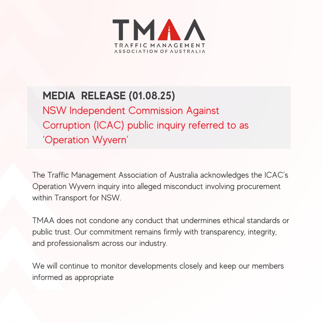 𝗧𝗠𝗔𝗔 𝗦𝘁𝗮𝘁𝗲𝗺𝗲𝗻𝘁 𝗼𝗻 𝗜𝗖𝗔𝗖'𝘀 𝗽𝘂𝗯𝗹𝗶𝗰 𝗶𝗻𝗾𝘂𝗶𝗿𝘆 𝗿𝗲𝗳𝗲𝗿𝗿𝗲𝗱 𝘁𝗼 𝗮𝘀 ‘𝗢𝗽𝗲𝗿𝗮𝘁𝗶𝗼𝗻 𝗪𝘆𝘃𝗲𝗿𝗻’

Read the Media Release here: tmaa.asn.au/Media-Release-…