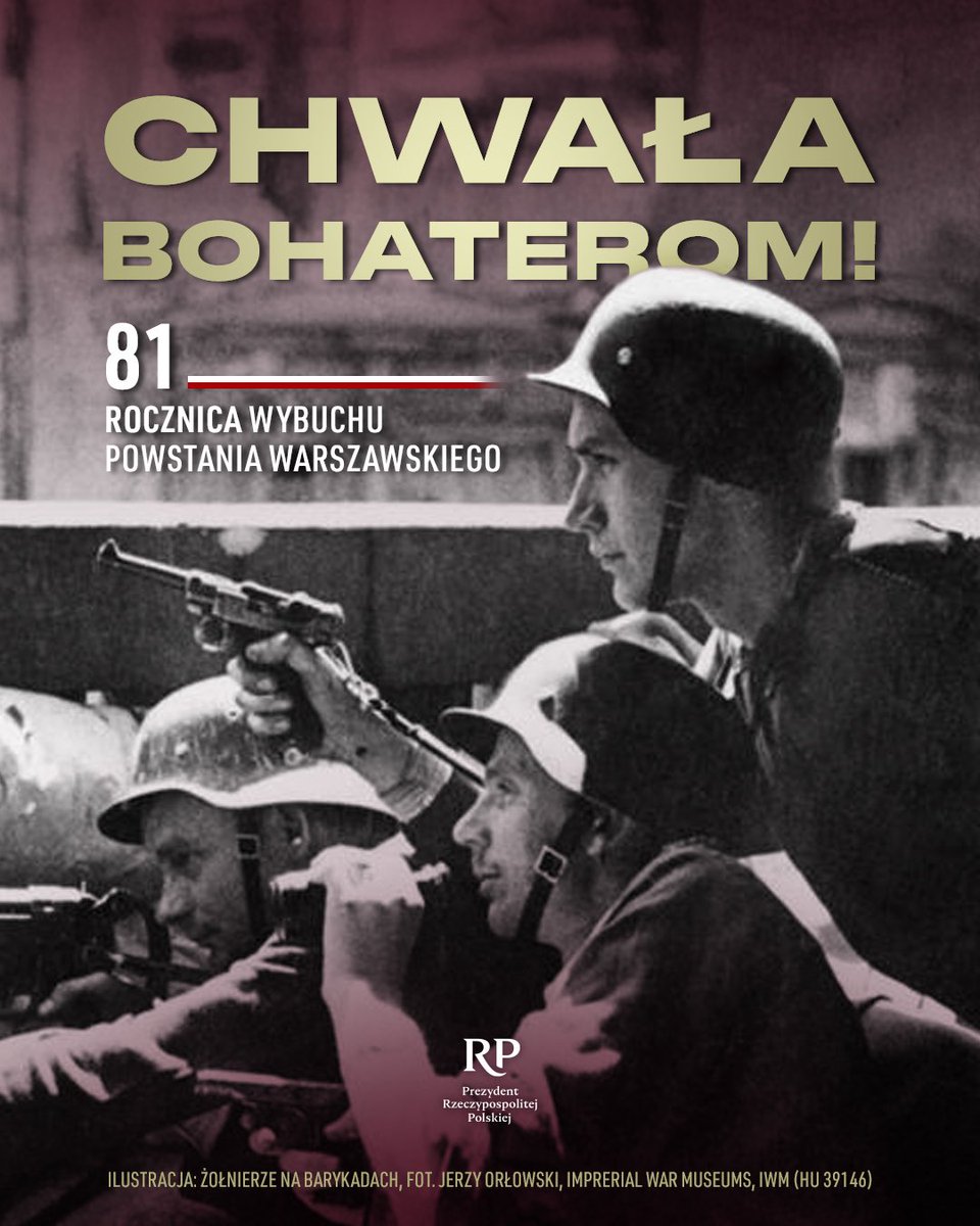 Cześć i chwała bohaterom! Wieczna pamięć poległym! Niech pamięć o #PowstanieWarszawskie i jego bohaterach trwa nieprzerwanie w naszej historii. 🇵🇱