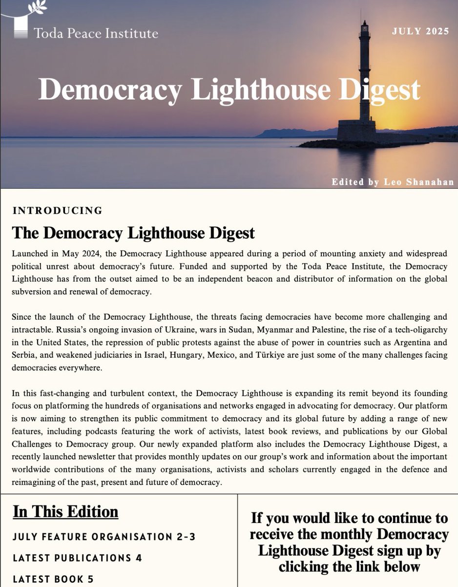 inaugural edition of the monthly 𝐃𝐞𝐦𝐨𝐜𝐫𝐚𝐜𝐲 𝐋𝐢𝐠𝐡𝐭𝐡𝐨𝐮𝐬𝐞 𝐃𝐢𝐠𝐞𝐬𝐭 please subscribe - it’s lively and timely, a contribution to the task of rejuvenating the spirit of democracy…and its not paywalled! 
democracylighthouse.com/democracy-ligh…