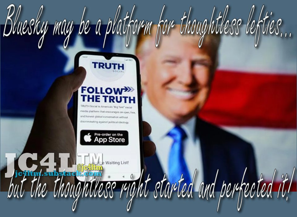 Still permanently banned for my 20 minutes on Truth Social. They never gave me the opportunity to miss it. Have whatever kind of day you want!