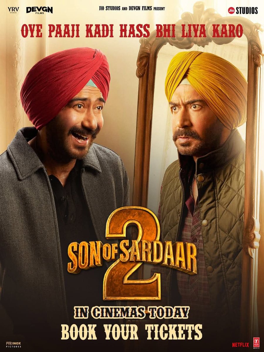 YourAjayDevgn's tweet photo. Paa Ji Aye or Cha Gaye
#SonOfSardar2
#AjayDevgn @mrunal0801
@ajaydevgn
#SonOfSardaar2review
⭐ ⭐ ⭐ ⭐ ⭐ https://t.co/nd6fspczwc