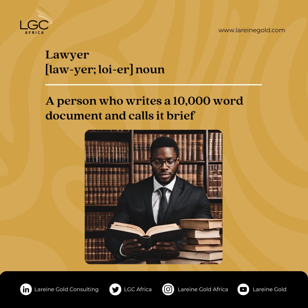 LGCAFR1CA's tweet image. Lawyers be like: ‘It’s just a brief’ — 47 pages later… 😅📚

#LGCFridays #LegalHumour #AfricanLawyers #GoldStandard #LGCAfrica