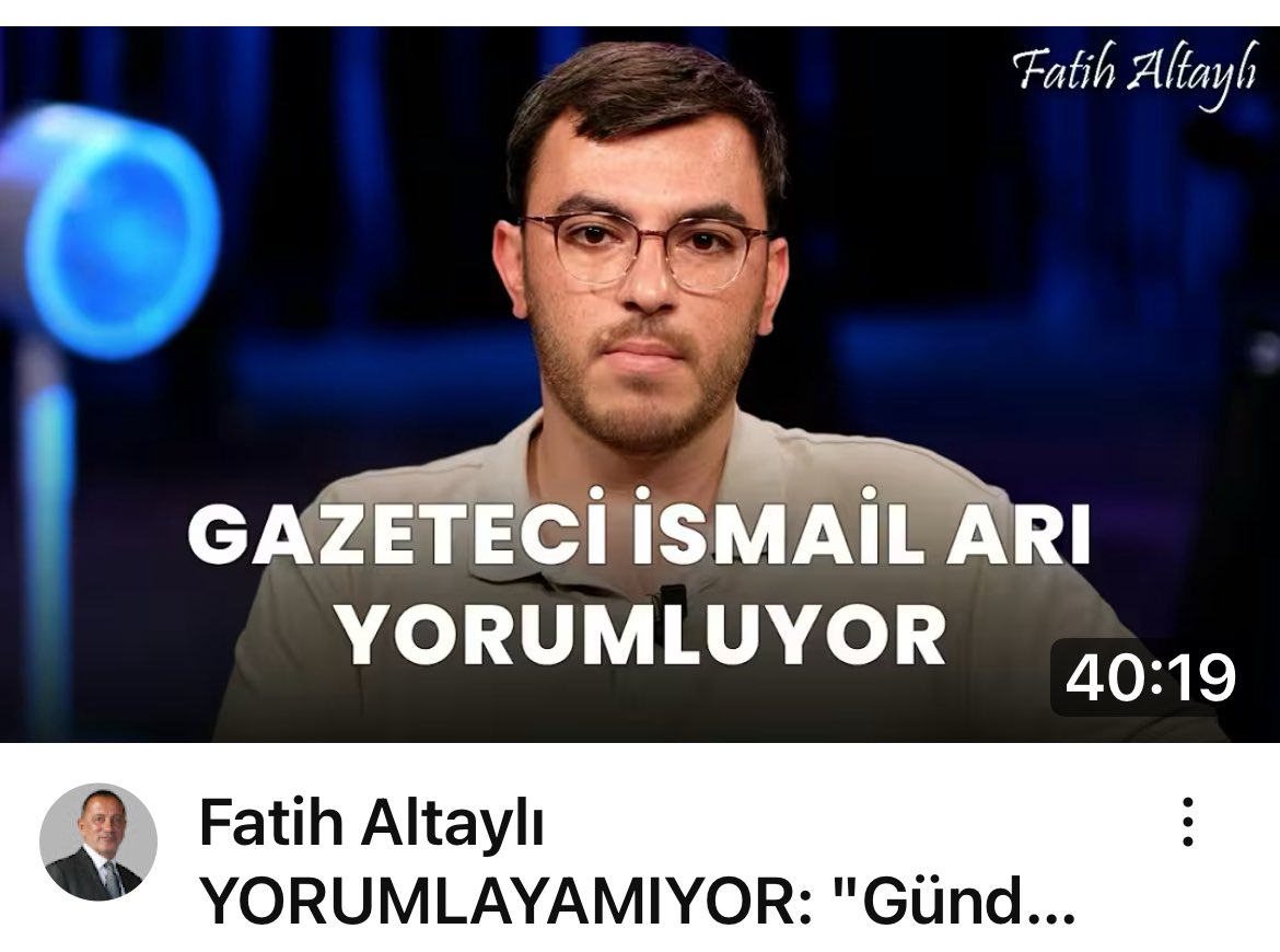 Fatih Altaylı YORUMLAYAMIYOR: "Gündem" / İsmail Arı yorumluyor youtu.be/MljCaqhuuSY?si… <a href="/YouTube/">YouTube</a> aracılığıyla
