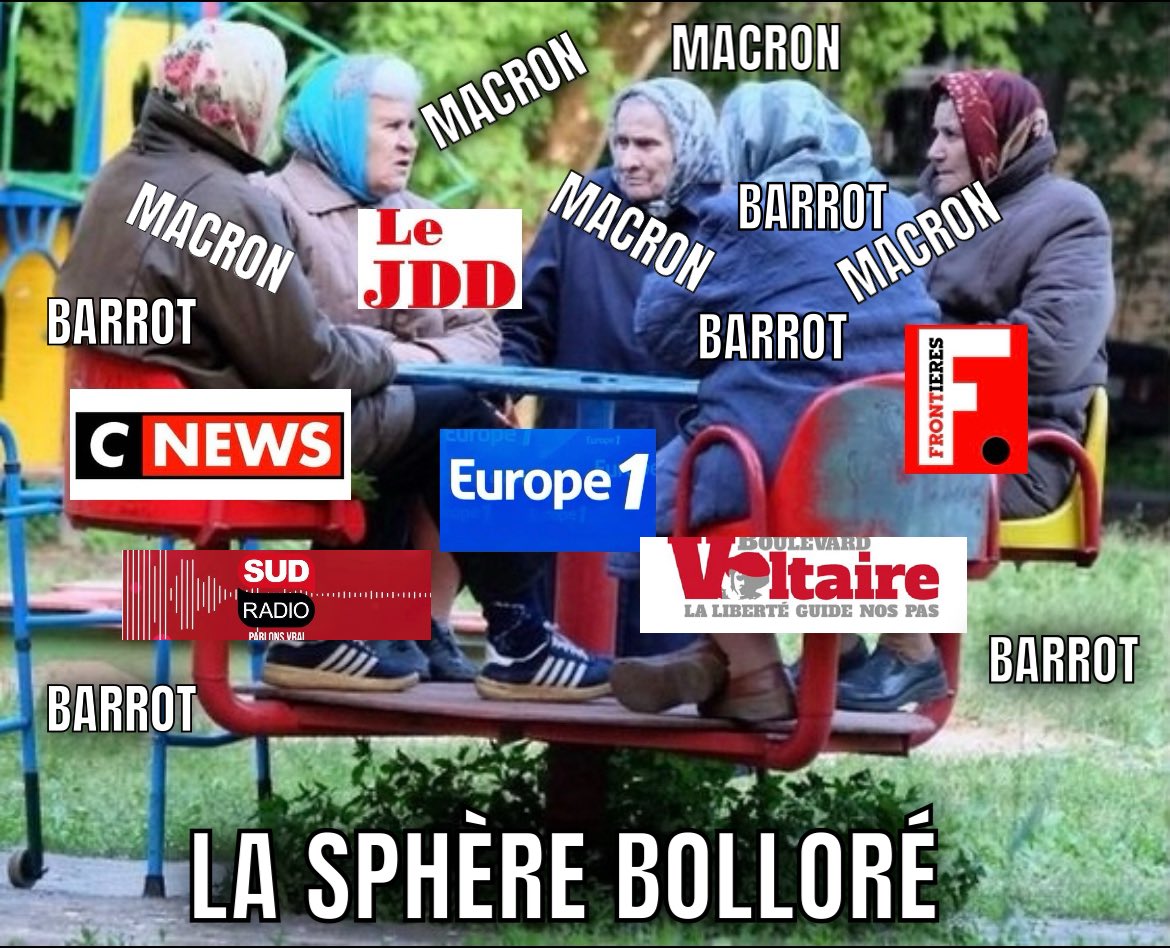 <a href="/CNEWS/">CNEWS</a> Et c’est reparti pour un tour chez les médias sphère Bolloré 🤣🤣🤣🤣 Macron.. Barrot.. Macron.. Barrot.. Macron… !!