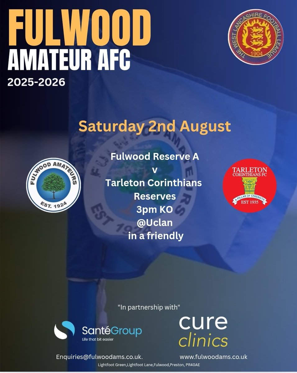Fulwood Amateurs AFC (@fulwoodams1924) on Twitter photo Saturday the Reserves start the <a href="/westlancsleague/">West Lancashire League</a> season with a trip to <a href="/EuxtonvillaRes/">Euxton Villa FC Res</a> and the Res A have a friendly v Tarleton Corinthians Saturday the Reserves start the <a href="/westlancsleague/">West Lancashire League</a> season with a trip to <a href="/EuxtonvillaRes/">Euxton Villa FC Res</a> and the Res A have a friendly v Tarleton Corinthians