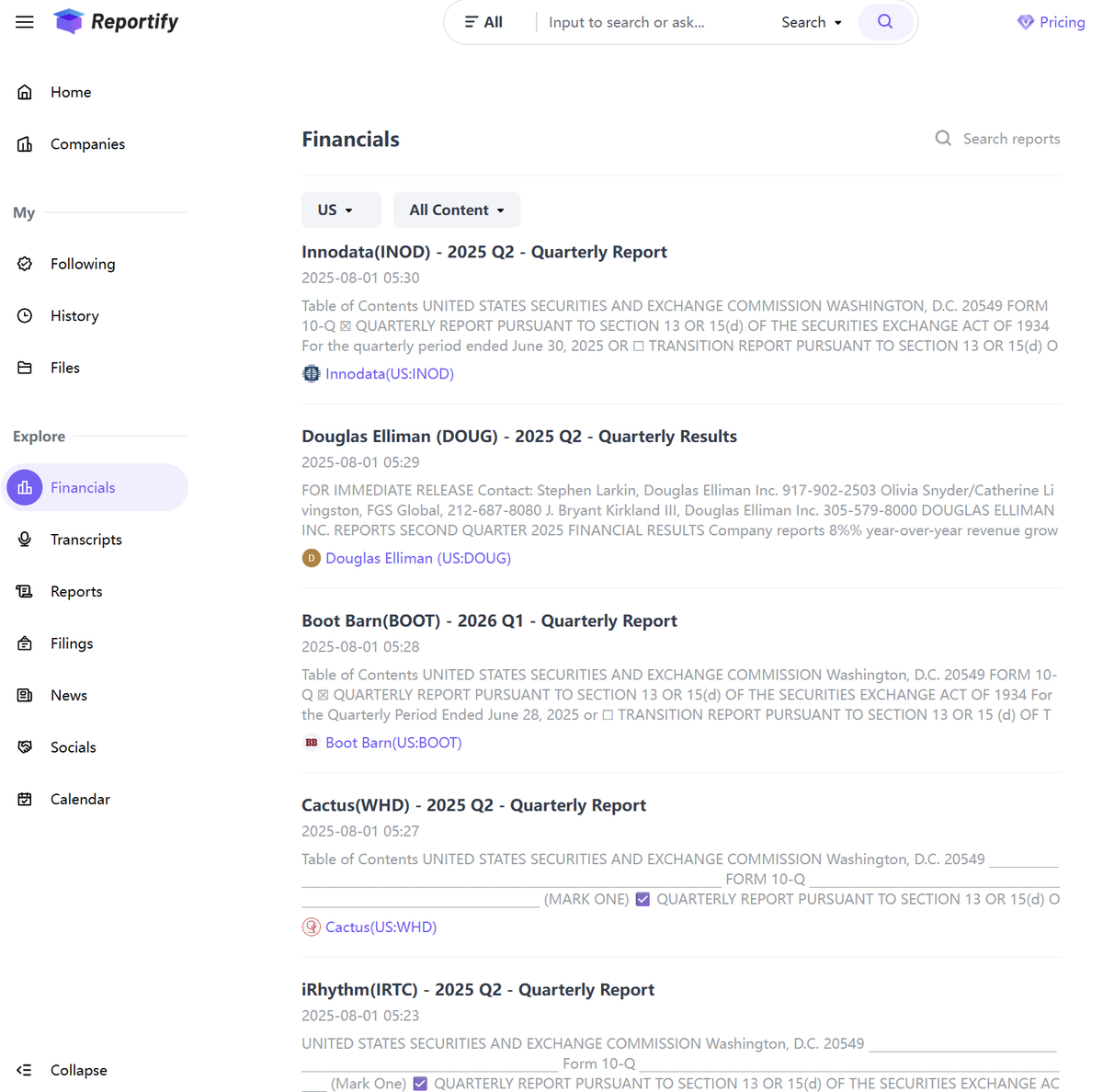ReportifyAI's tweet photo. 📊 It’s earnings season! Q2 2025 reports and call transcripts from top companies are all live on @ReportifyAI . Get raw data, AI-summarized highlights, and ask anything 1-on-1—real-time answers, no fluff. Try it now! 🚀 
https://t.co/QHIh7p0WU6

#EarningsSeason #ReportifyAI #InvestmentStrategy