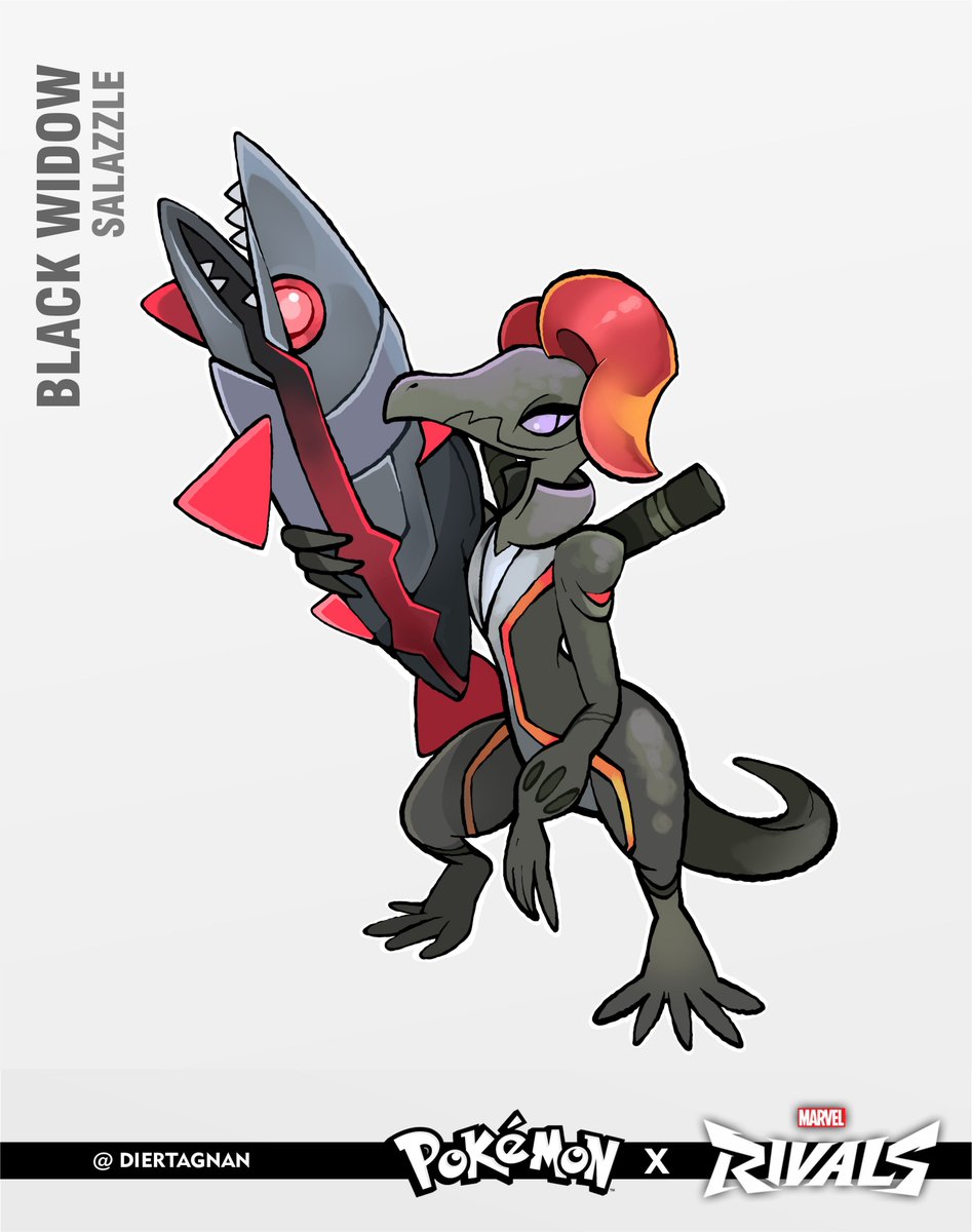 POKEMON X MARVEL RIVALS - PART 12 
--------- 
Black Widow (Salazzle) 
Hope you like it. 
----------- 
#art #illustration #pokemonart #pokemoncomunity #pokemonfanart #pokemon #gamefreak #PokemonLegendsZA #pokedex #fusion #marvel #marvelstudios #rivals #marvelrivals